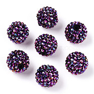 AB-Color Resin Rhinestone Beads, with Acrylic Round Beads Inside, for Bubblegum Jewelry, Dark Violet, 20x18mm, Hole: 2~2.5mm(X-RESI-S315-18x20-03)