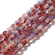 Crackle Glass Beads Strands, Round, Two Tone, FireBrick, 6~6.5mm, Hole: 1.2mm, about 151pcs/strand, 31.42 inch(79.8cm)(CCG-C002-6mm-11)