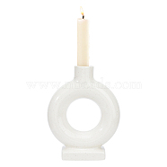 Porcelain Candle Holders, for Desktop Decor, Round Ring, White, 5.15x13.2x16.5cm, Inner Diameter: 2.2x1.8cm(DJEW-WH0039-86)