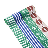 PandaHall Jewelry 4 Rolls 4 Style Polyester Ribbons, for Sewing Craft, Flat with Rugby Theme Pattern, Mixed Color, 1 roll/style(OCOR-PJ0001-004)