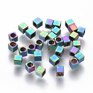 Ion Plating(IP) 304 Stainless Steel Beads, Cube, Rainbow Color, 2.5x2.5x2.5mm, Hole: 1.6mm(STAS-F225-02A-M)