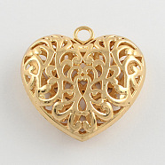 Hollow Tibetan Style Alloy Heart Pendants, Cadmium Free & Nickel Free & Lead Free, Golden, 50x49x16mm, Hole: 5mm(X-TIBEP-S095-G-NR)