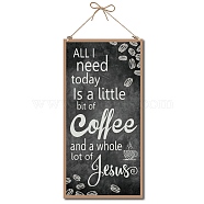 Printed Wood Hanging Wall Decorations, for Front Door Home Decoration, with Jute Twine, Rectangle with Word, Black, 30x15x0.5cm, Rope: 40cm(WOOD-WH0115-14C)