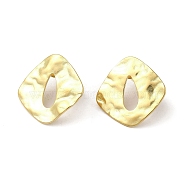 304 Stainless Steel Rhombus Stud Earrings for Women, Real 18K Gold Plated, 19.5x20mm(EJEW-Q781-14G)