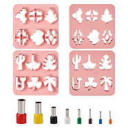 2Pcs ABS Plastic Clay Molds, with 8Pcs PP Plastic & Brass Clay Hole Punch Tool, Cicle Clay Cutter, Clay Cutters, Mixed Patterns, Mold:100x100x10mm, Inner Diameter: 29~35x19.5~30.5mm, Hole Punch: 16~30x3.5~13mm(DIY-TA0004-57)