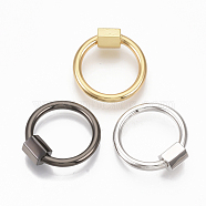 Brass Screw Carabiner Lock Charms, for Necklaces Making, Round Ring, Mixed Color, 20x19x2mm, Screw: 6x5.5mm(KK-T047-06)