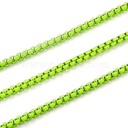 Spray Painted Stainless Steel Box Chains, Venetian Chains, with Spool, Unwelded, Lime, 3x2.5x2mm(CHS-L027-01)
