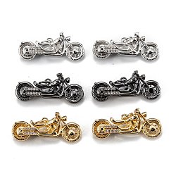 Brass Micro Pave Clear Cubic Zirconia Pendants, Long-Lasting Plated, Motobike, Mixed Color, 12x28x10mm, Hole: 3.5mm, Ring: 5x1mm(ZIRC-P086-29)