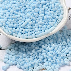 Glass Frosted Seed Beads, Peanut, Light Cyan, 3.5~4x2~2.5x2~2.3mm, Hole: 0.8mm, about 8000pcs/pound(SEED-K009-05B-09)