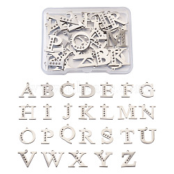 304 Stainless Steel Letter Pendant Rhinestone Settings, Alphabet, Letter A~Z, Stainless Steel Color, Fit For 1.6mm Rhinestone, 26 letters/set, 1set/box(STAS-TA0001-11P)