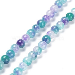 Faceted Rondelle Dyed Natural White Jade Bead Strands, Round, Blue, 8mm, Hole: 1mm, about 47pcs/strand, 14.29''(36.3cm)(G-D073-01E)
