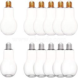 Creative Plastic Light Bulb Shaped Bottle, Party Decor, Golden & Silver, 14x7.5cm, Capacity: 300ml, 6pcs/color, 2 colors, 12pcs/set(AJEW-NB0001-72)