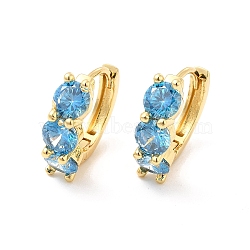 Cubic Zirconia Hoop Earrings, Real 18K Gold Plated Brass Jewelry for Women, Cadmium Free & Lead Free, Light Blue, 15.5x16.5x5mm, Pin: 0.7~0.9mm(EJEW-P213-16G-01)