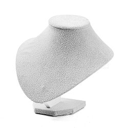 Bust Plastic Covered with Velvet Necklace Display Stands, Light Grey, 18x19x17cm(NDIS-L006-01A)