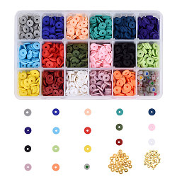 Handmade Polymer Clay Beads, Mixed Shapes, with Brass Beads and Luminous Acrylic Beads, for DIY Jewelry Crafts Supplies, Mixed Color, 8x1mm, Hole: 2mm, 1870pcs(DIY-SZ0002-55)