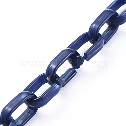 Handmade Acrylic Cable Chains, Imitation Gemstone Style, Flat Oval, Dark Blue, Links: 18.5x11.5x4.5mm, about 39.37 inch(1m)/strand(AJEW-JB00535-01)