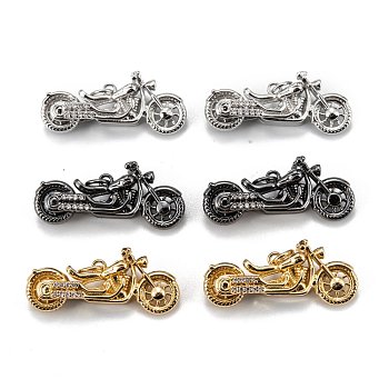 Brass Micro Pave Clear Cubic Zirconia Pendants, Long-Lasting Plated, Motobike, Mixed Color, 12x28x10mm, Hole: 3.5mm, Ring: 5x1mm