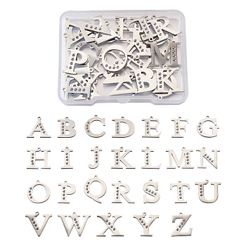 304 Stainless Steel Letter Pendant Rhinestone Settings, Alphabet, Letter A~Z, Stainless Steel Color, Fit For 1.6mm Rhinestone, 26 letters/set, 1set/box