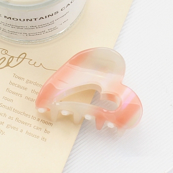 Cute Heart Cellulose Acetate Claw Hair Clips, for Women Girl Thick Hair, Light Salmon, 40x55x32mm