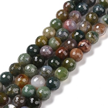 Natural Indian Agate Beads Strands, Faceted(128 Facets), Round, 10mm, Hole: 1.2mm, about 38pcs/strand, 14.96''(38cm)