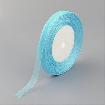 Organza Ribbon, Sky Blue, 3/8 inch(10mm), 50yards/roll(45.72m/roll), 10rolls/group, 500yards/group(457.2m/group)
