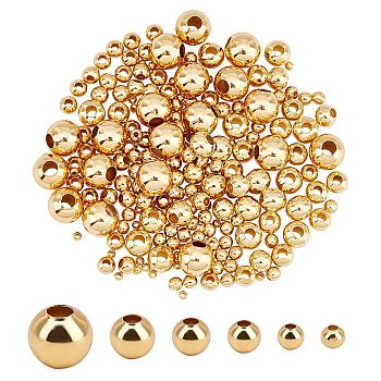 304 Stainless Steel Beads, Hollow Round, Golden, 3~5x2~4.5mm, Hole: 0.8~1.8mm, 200pcs/box