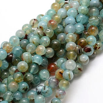 Dyed Natural Agate Round Beads Strands, Aqua, 14mm, Hole: 1mm, about 28pcs/strand, 14.9 inch