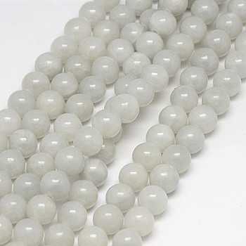 Natural Yellow Jade Beads Strands, Dyed, Round, Gainsboro, 6mm, Hole: 1mm, about 70pcs/strand, 15.75 inch