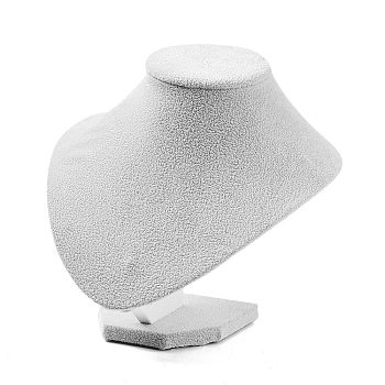 Bust Plastic Covered with Velvet Necklace Display Stands, Light Grey, 18x19x17cm