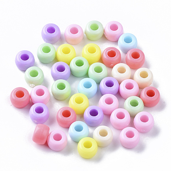 Opaque Polystyrene Plastic Beads, Column, Mixed Color, 8.5x6mm, Hole: 3.5mm, about 200pcs/50g