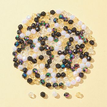 20G Transparent Acrylic Beads Sets, Faceted, Round & Bicone, Mixed Color, 6x5.5mm, Hole: 1~1.3mm