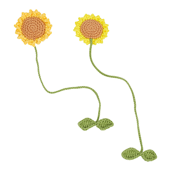 2Pcs 2 Colors Cottton Knitted Sunflower, Ornament Accessories, Mixed Color, 300x66x24mm, 1pc/color
