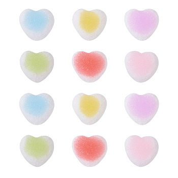 Yilisi 60Pcs 6 Colors Resin Cabochons Accessories, Imitation Berry Candy, Heart, Mixed Color, 16x17x6mm, 10pcs/color