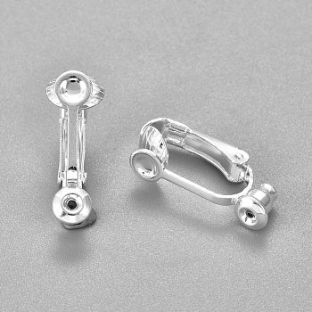 304 Stainless Steel Clip-on Earring Converters Findings, for Non-Pierced Ears, Silver, 20.5x7.5x10mm, Hole: 0.7mm