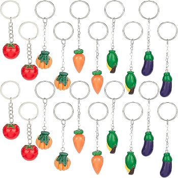 Nbeads DIY Vegetables Themed Keychain Making Kits, Resin Pendants, Resin Keychain, 316 Stainless Steel Keychain Clasp Findings, Mixed Color