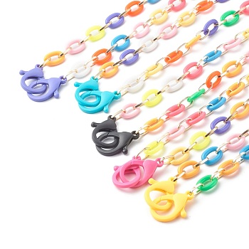 Acrylic Aluminium Cable Chain Necklaces, Mixed Color, 28.5 inch(72.5cm)