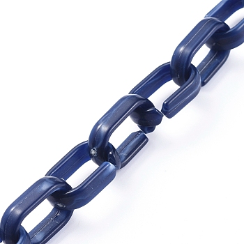 Handmade Acrylic Cable Chains, Imitation Gemstone Style, Flat Oval, Dark Blue, Links: 18.5x11.5x4.5mm, about 39.37 inch(1m)/strand