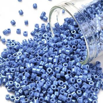 Cylinder Seed Beads, Opaque Colours Luster, Uniform Size, Cornflower Blue, 2x1.5mm, Hole: 0.8mm, about 40000pcs/bag, about 450g/bag