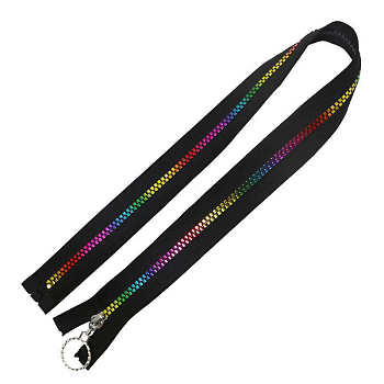 #5 Nylon Coil Zippers Rainbow Zipper Tape, Resin Coil Colorful Teeth, Black, 0.43 Yard(40cm)