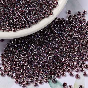 MIYUKI Round Rocailles Beads, Japanese Seed Beads, 8/0, (RR3208) Magic Purple Cranberry Lined Crystal, 3mm, Hole: 1mm, about 19000~20500pcs/pound