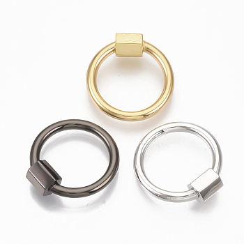 Brass Screw Carabiner Lock Charms, for Necklaces Making, Round Ring, Mixed Color, 20x19x2mm, Screw: 6x5.5mm