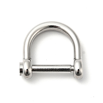 304 Stainless Steel D-Ring Anchor Shackle Clasps, Stainless Steel Color, 18x18.5x6mm