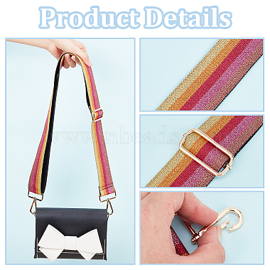 Stripe Pattern Glittered Polyester Adjustable Webbing Bag Straps(PURS-WH0005-82KCG-02)-4