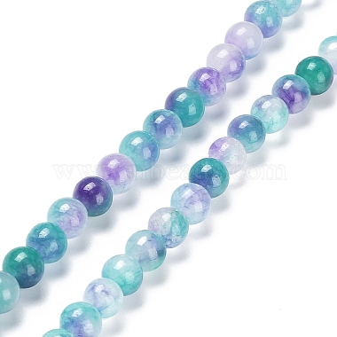 Blue Round White Jade Beads