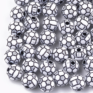 White Sports Goods Acrylic Beads
