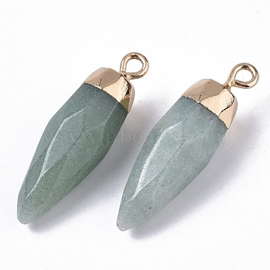 Top Golden Plated Natural Aventurine Pointed Pendants(G-S359-078B)-3
