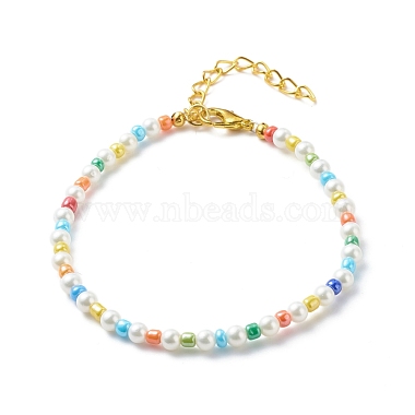 Natural Shell & Glass Seed Beaded Necklace Bracelet(SJEW-JS01245)-7