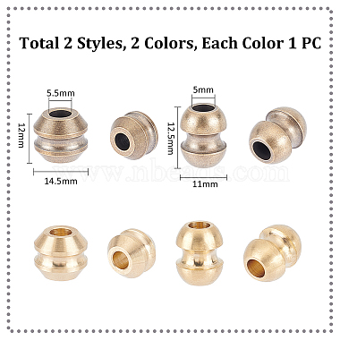 4Pcs 2 Colors 2 Style Brass European Beads(KK-UN0001-85)-3