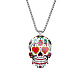 Stainless Steel Skull with Flower Pendant Necklaces(SKUL-PW0001-138E)-1