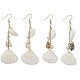 Bohemian Style Natural Shell Dangle Earrings with Glass Pearl Beads(EJEW-JE05546)-1
